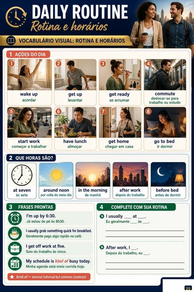 Daily Routine: vocabulário visual de rotina e horários